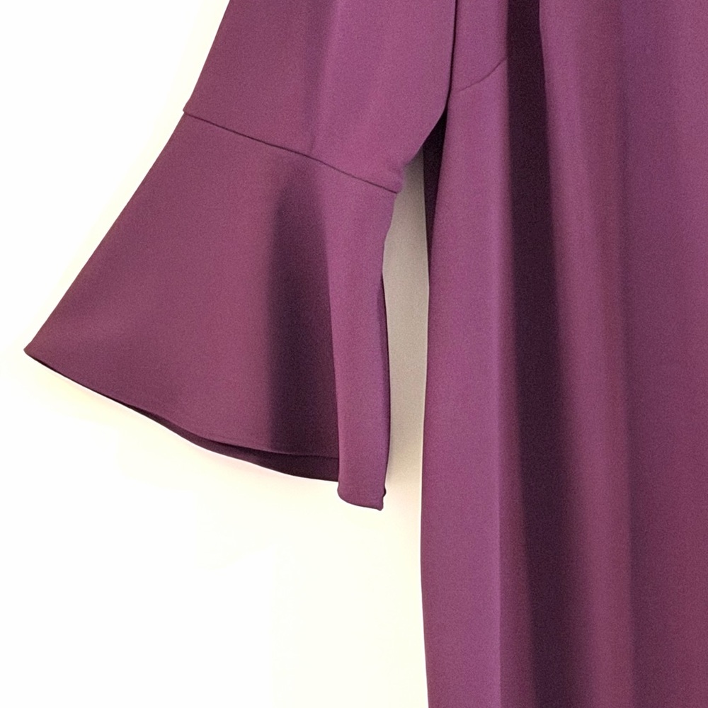 Calvin Klein Plum Bell-Sleeve Sheath Dress Size 16 - Picture 6 of 12